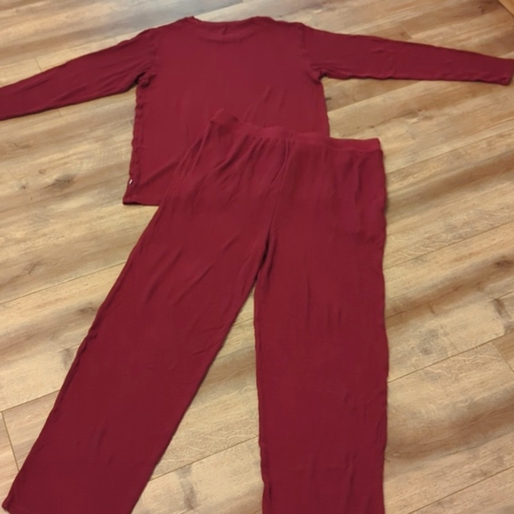 NWOT Men's Posh Peanut Bamboo Waffle Pajama Set, Maroon, Large - Picture 9 of 12